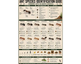 Ant Species Identification Guide Poster Science Print Entomology Wall Art