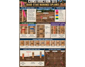 Construction Site Grade Stake Markings Poster Vertical Poster Construction Guide Site Layout