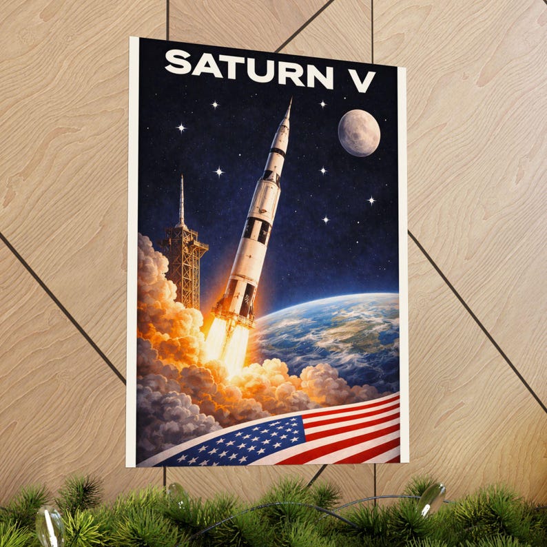 Saturn V Rocket Launch Poster | Space Launch Vintage Wall Art - Etsy