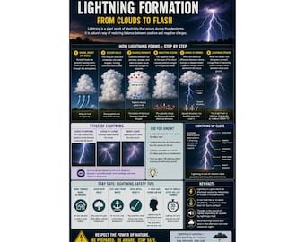 Blitzentstehung – Lehrposter und Infografik: Wolken und Blitze