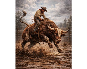 Rodeo Cowboy Bull Rider Western Poster