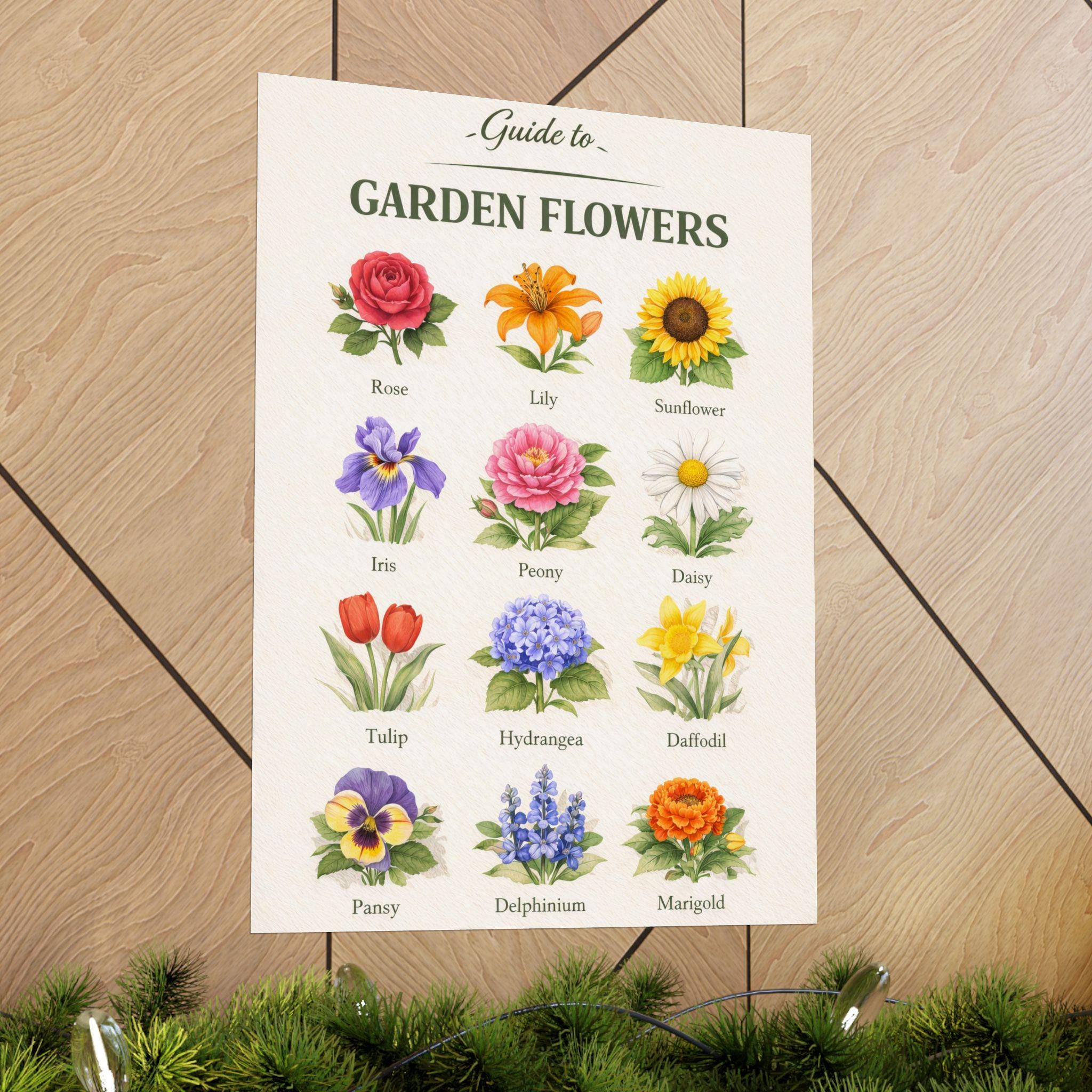 Garden Flowers Botanical Print Vintage Flower Chart Poster Wall Art - Etsy