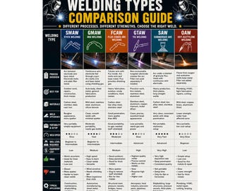 Welding Types Comparison Guide Poster Chart