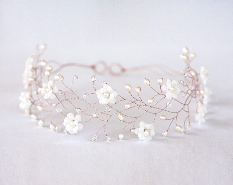 Rose gold hair accessories Flower rose gold hair crown Flower Etsy