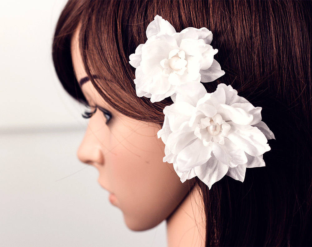 Flower hair clip wedding Beige Flower hair clip Bridal flower Etsy