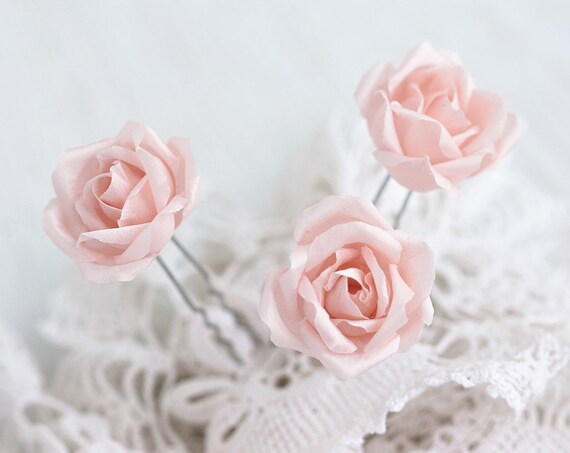 Pink Hair Flowers Hair Accessories Roses Wedding Hair Pins Etsy