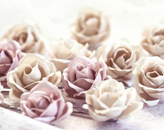 Fabric Flower Hair Pins Hair Rose Flower Clips Wedding Etsy
