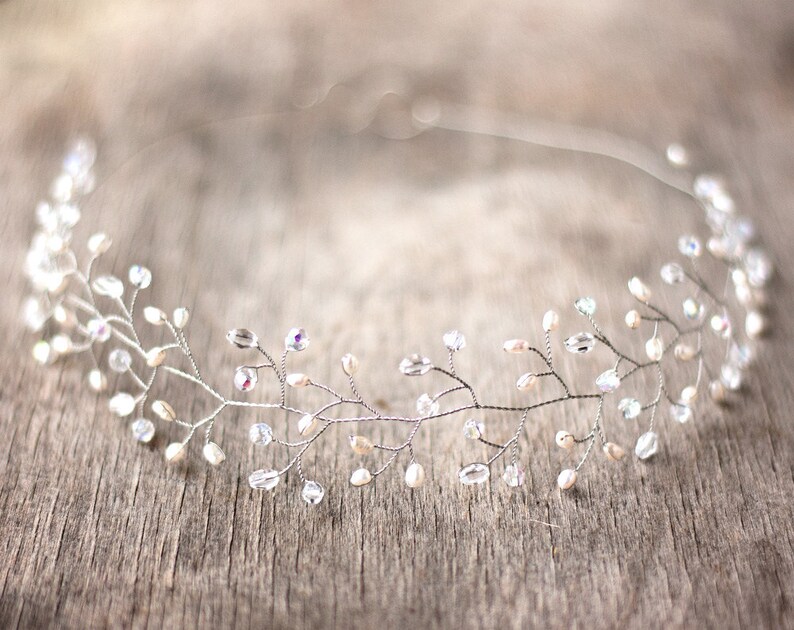 Bridal hair vine Crystal headpiece Silver Wedding Hair Vine Etsy
