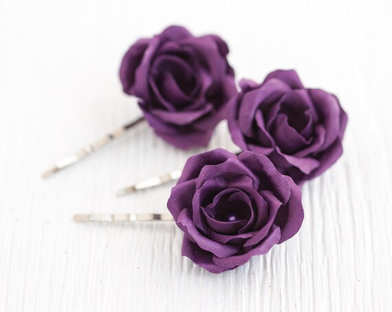 Hair Accessories Purple Wedding Hair Flower Hair Rose Bridal Etsy