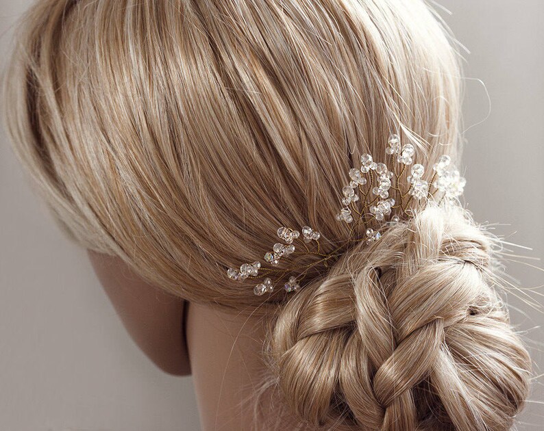 Rose gold hair pins Bride hair pins Crystals hair pins Wedding jewelry Champagne hair pins Bridal hair pins Crystal headpiece Jewelry 8222.