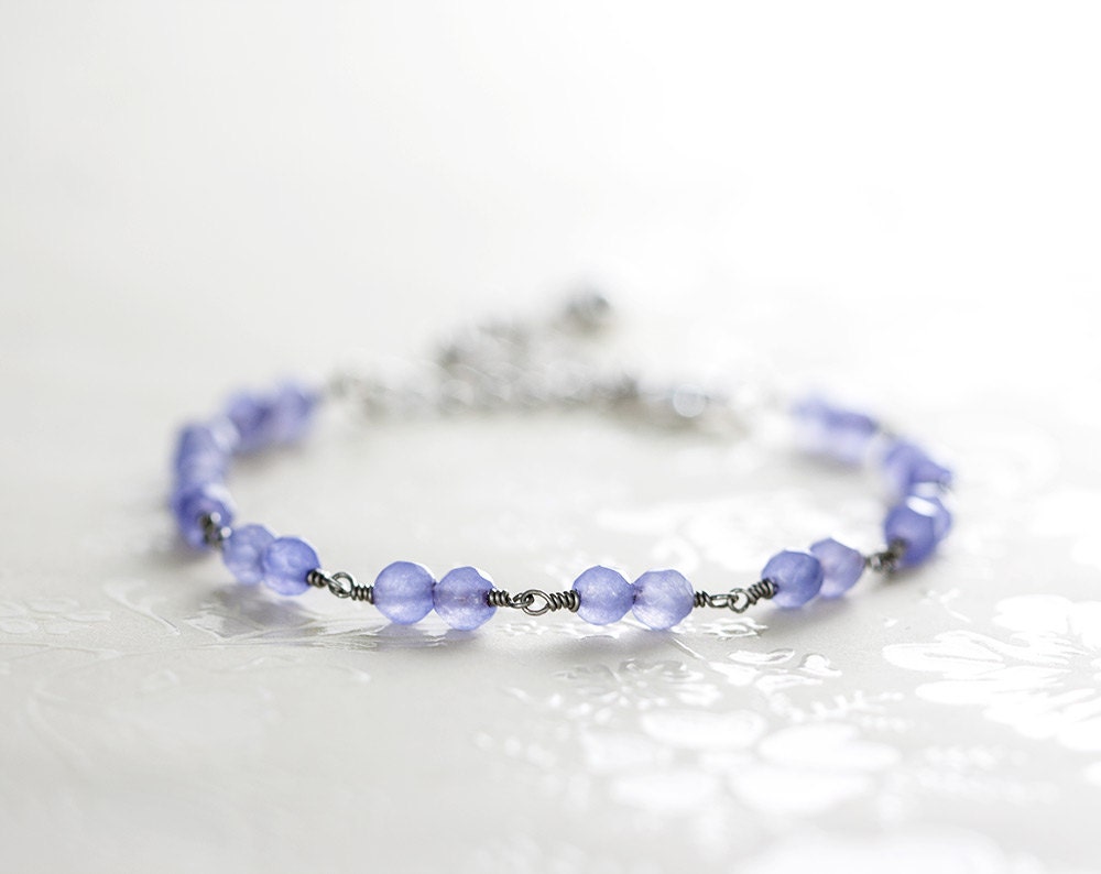 615_Purple jade bracelet Delicate silver bracelet Dainty | Etsy