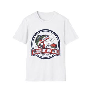 Maglietta con logo Master Bait and Tackle Fishing / Maglietta con grafica di esche per bass
