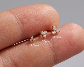 Tiny Trinity Labret Titanium F-136 • Orecchino per cartilagine con retro piatto, perno per trago