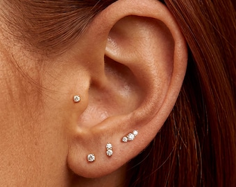 Labret-Stecker aus Titan (flache Rückseite) • Schmuck für Tragus-, Helix- und Conch-Piercings