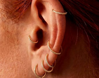 Cerchio a cerniera in titanio con pavé • Anello per il naso segmentato a cerniera • Anello clicker per setto nasale • Cerchio per cartilagine • Cerchio per orecchino a elica