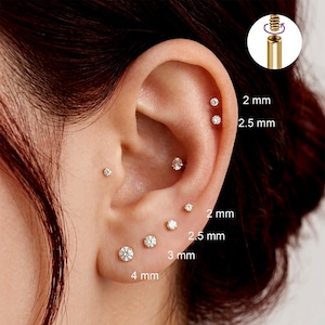 16G 1.5mm~4mm Flat Back Labret • Threadless Flat Back Earring • Tragus Stud • Helix Stud • Cz Stud • Cartilage Stud • Nose Stud