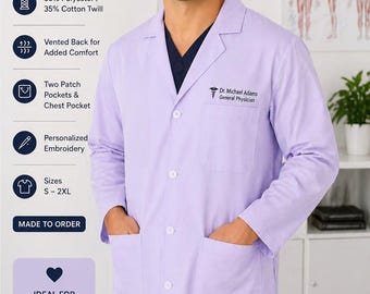 Bata de laboratorio médico personalizada – Chaqueta profesional bordada a medida S–2XL