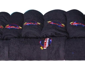 Broderade barberhanddukar – Personliga bomullshanddukar – Svarta, absorberande, mjuka