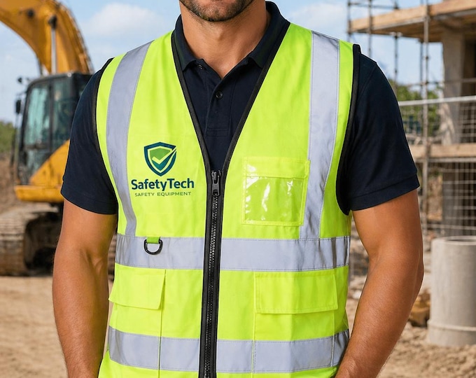 Customizable High Visibility Safety Vest – Reflective Work Gear, Hi-vis ...