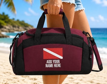 Custom Dive Flag Gym Bag | Personalized Scuba Duffel  |  Gift for Divers