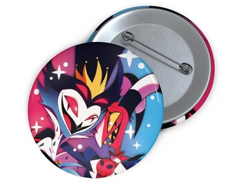 Stolas x Blitzo Pin  |  Stolas Blitzo Helluva Boss  |  Stolitz Button Pin  |  Button Pin 2.25"