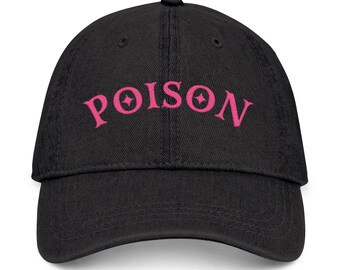 Hazbin Hotel Angel Dust  |  Helluva Boss  |  Poison Embroidered Black Denim Cap Hat