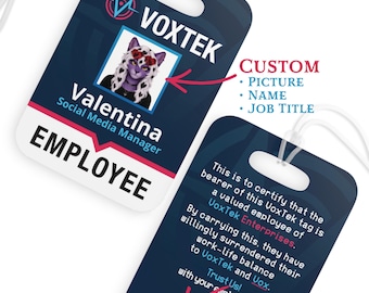 VoxTek Employee ID Bag Tag  |  Hazbin Hotel VoxTech Vox  |  1pc