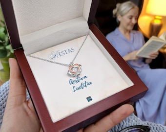 Dancing Crystal Crown Necklace: Two-Tone Pendant, LED Luxury Box