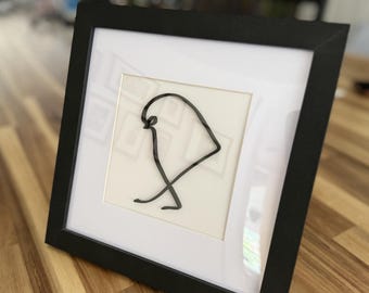 Sculptural Picasso Line Art - Raised Art Relief - Oak Frame (5x5")