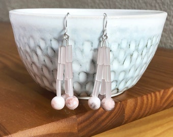 Blush Trio Drop Earrings | Jasper Beaded Drop Earrings