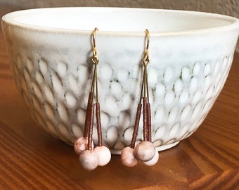 Adobe Trio Drop Earrings | Jasper Beaded Drop Earrings