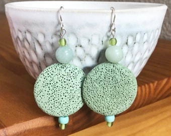 Seafoam Lava Rock Earrings