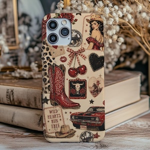 ウエスタンレトロカウガールスマホケース、iPhone Pro ロデオカバー