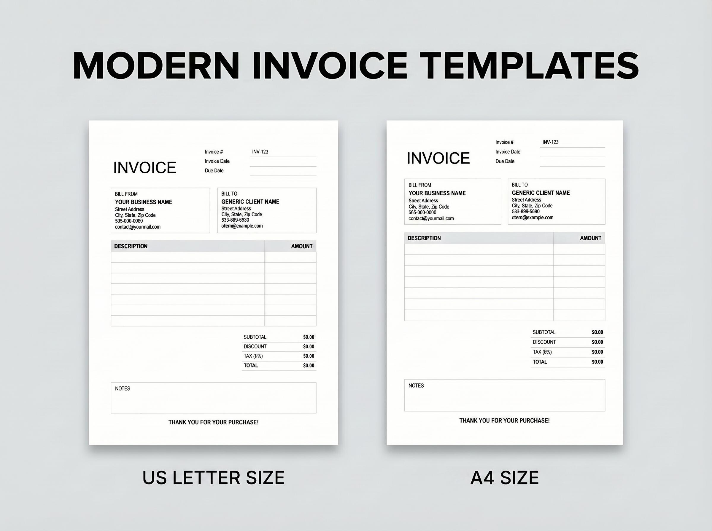 Editable Invoice Template, Professional Small Business Form Order for ...