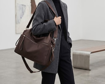 Nylon Crossbody Tote Bag, Lightweight Shoulder Travel Bag, Large Capacity