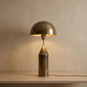 Table Lamp Handmade Vintage Brass Bedside Light - Unique Mid Century Boho Lighting