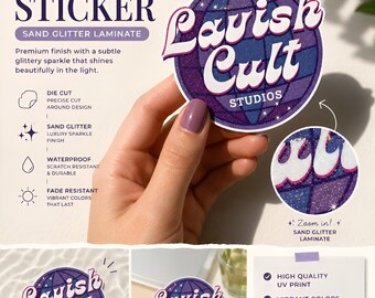 Custom Vinyl Logo Stickers: Sand Glitter Laminate Sticker, Personalized Decals for Small Business, Bulk Order