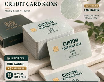 Custom Credit Card Skin, Personalized Vinyl Skin, Waterproof Card Cover, Bulk Order
