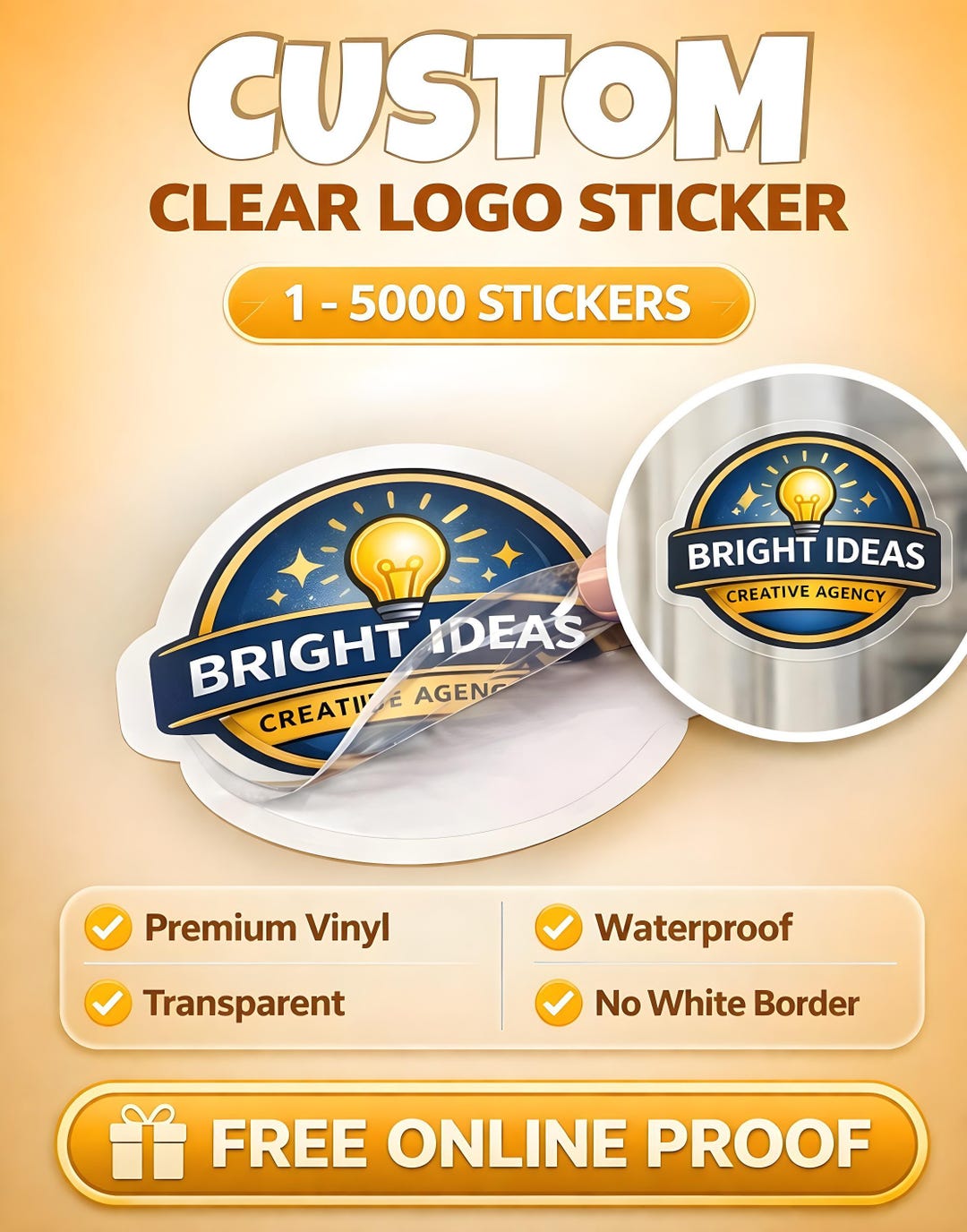Logo Stickers Custom Logo Clear Stickers: Die Cut, Waterproof, Transparent - Etsy