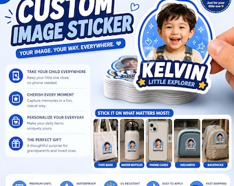 Custom Face Stickers, Personalized Die Cut Vinyl Decal, Custom Party Favors for Birthday