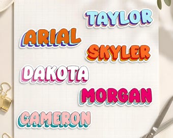 Custom Name Stickers: Waterproof Vinyl Decals, Colorful Personalized Laptop Sticker, Water Bottle Gift