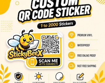 Custom QR Code Sticker: Waterproof Logo Decal, Business, Website and Social Media Advertising Sticker