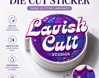 Custom Vinyl Logo Stickers: Sand Glitter Laminate Sticker, Personalized Decals for Small Business, Bulk Order