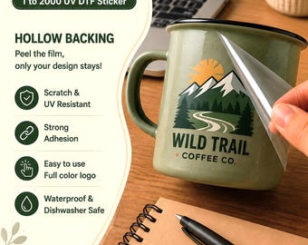 Custom UV DTF Stickers: Waterproof Transfer Decals, Durable 3D Labels for Glass, Cups, Packaging, Business Branding