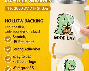 Custom UV DTF Sticker: Waterproof Transfer Decals, Durable Labels for Packaging, Glass, Cups, Business Branding, Bulk Order