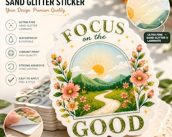 Custom Vinyl Logo Stickers: Sand Glitter Die Cut Sticker, Personalized Decals for Small Business, Water Bottle, Laptop Decal, Bulk Order