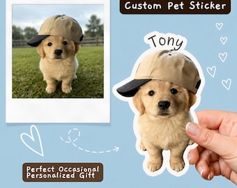 Personalized Dog Stickers, Custom Pet Sticker, Custom Dog Sticker, Dog Face Sticker, Water Bottle Sticker, Pet Decal