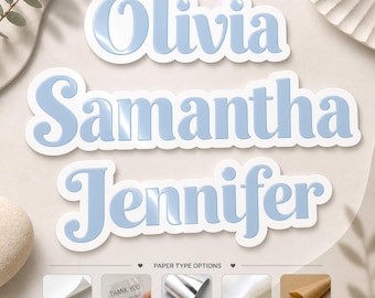 Custom Name Vinyl Stickers - Personalized Waterproof Stickers, School Name, Water Bottle Name Sticker