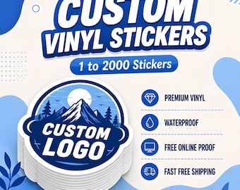 Custom Logo Stickers: Waterproof Vinyl Die Cut Sticker, Personalized Decals for Small Business, Water Bottle Sticker, Laptop Decal