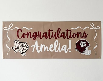 Texas A & M, Abschlussbanner, benutzerdefinierte Papierbanner, personalisiertes Partydekor